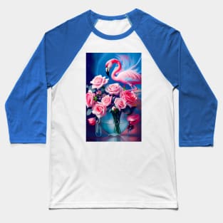 The Flamingo And The Roses Baseball T-Shirt